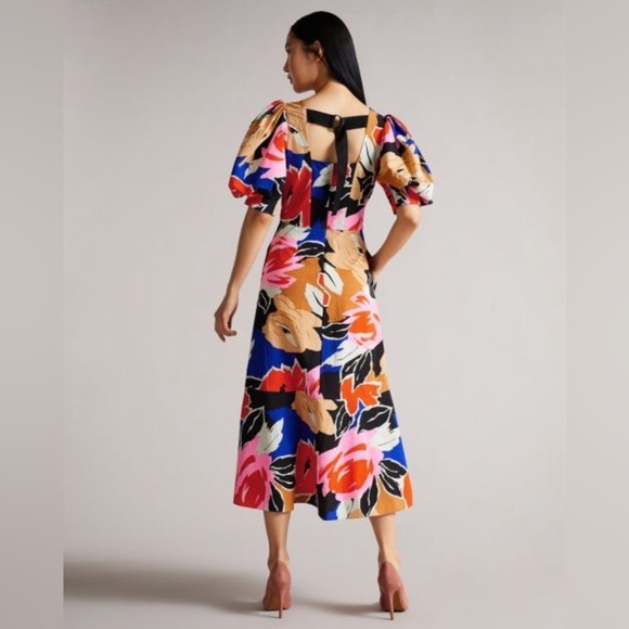 NEW w/Tags TED BAKER Harpia Floral Midi Dress with Zipper Closure US Size 4 - Picture 9 of 13